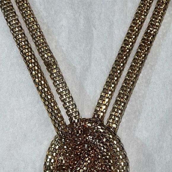 Vintage Knotted Slinky Necklace Women’s Gold Tone Braided Retro Grandmacore - Picture 5 of 14